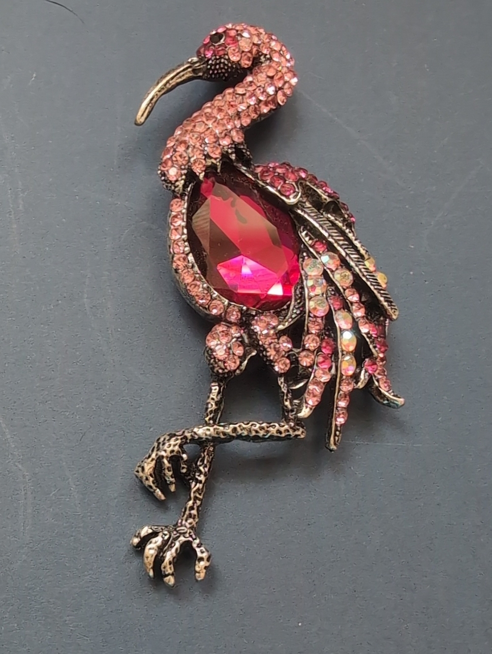 Pink Crystal Flamingo Pendant - Elegant Women's Jewelry